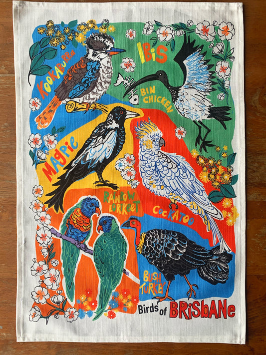 Birds of Brisbane Tea Towel